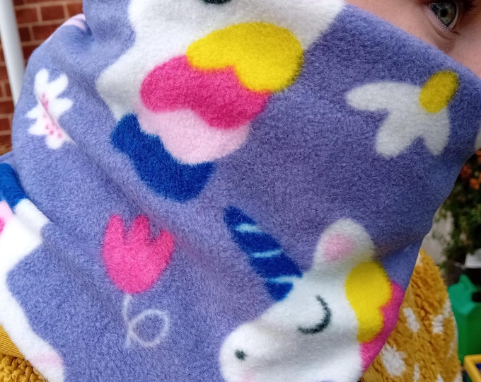 Purple Unicorn Neck Warmer Fleece Gaiter/Snood for All Ages