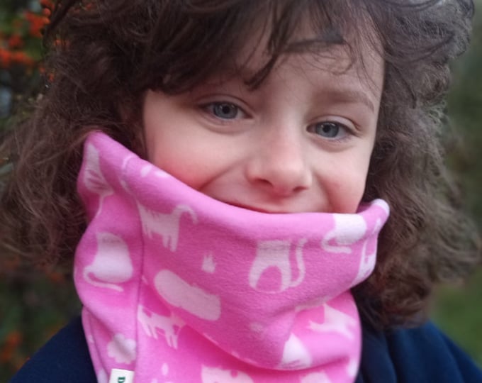 Pink Cat Neck Warmer Fleece Gaiter/Cowl/Snood for Toddler/Child/Adult