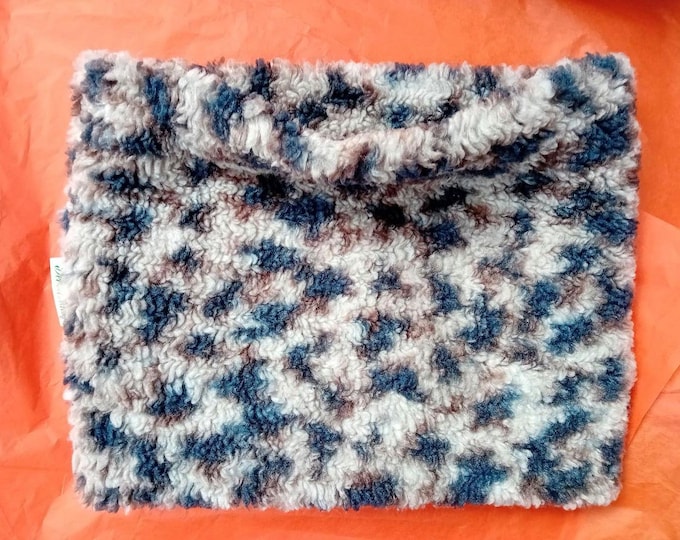 Luxury Sherpa Snow Leopard Furry Fleece Neck Warmer Snood