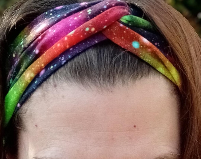 Turban Knot Stretch Headband - Various - Rainbow Nebula Galaxy