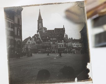 Vintage Jougla Stereoscope Slides: French Town Scenes, Early 1900s