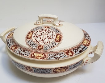 Antique French 19th Century Salins Francois 1er Ironstone Soup Tureen Terre De Fer. Francois Premier. Francois 1st. DAMAGED HANDLE