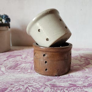 Antique French Faisselle Cheese Drainer Mould in Glazed Stoneware