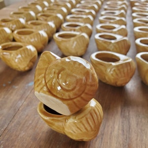 SET OF 6. Vintage French Escargot Pots Ceramic Individual Snail Shaped Cooking Dish. French Escargot Cooking. Single Serving Relish Cup