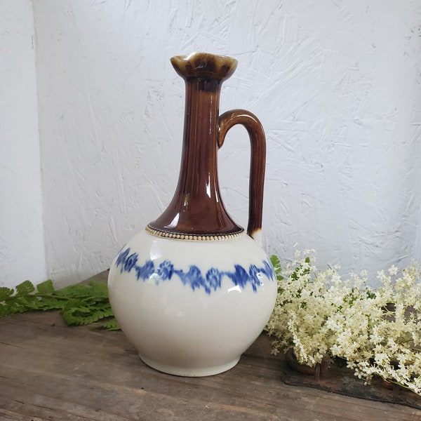 Antique St Uze Stoneware Carafe. St Uze Ironstone Ewer.