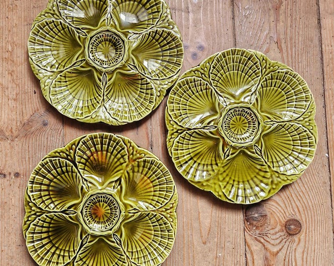 Vintage Sarreguemines Barbotine Oyster Plate: French Dinner Service