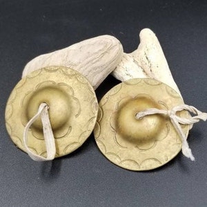 Vintage Tingsha Cymbals. Middle Eastern Belly Dance Cymbals. Musical Cymbals. Bronze Meditation Prayer Cymbals. Tibetan Tingsha Bells.