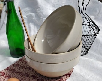 SOLD SEPARATELY 1940s French Vintage Rustic Stoneware Mixing Bowls. Digoin Grespots. French Vintage Kitchenalia