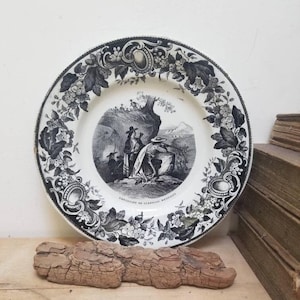 Antique French Creil & Montereau Plate: Mexican Guerrilla Ambush