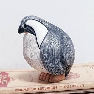 Vintage Terracotta Penguin Figurine: Hand Sculpted Uruguay Statuette