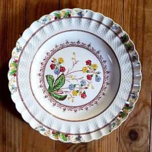 Vintage English Stoneware Hollow Plate By Copeland &#39;Spodes Cowslip&#39; Colourful Floral Design.