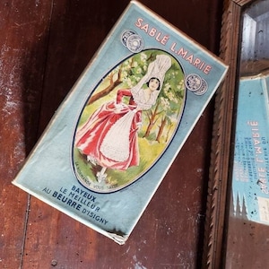 Vintage Franse koekjesdoos Sablé Léopold MARIE kartonnen reclamedoos