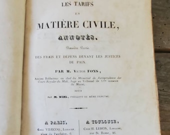 1842 French Civil Law Book: Les Tarifs by Victor Fons