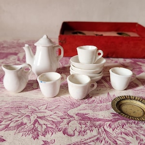 Antique RUSTIC 19th Century Toy Tea Set White Porcelain