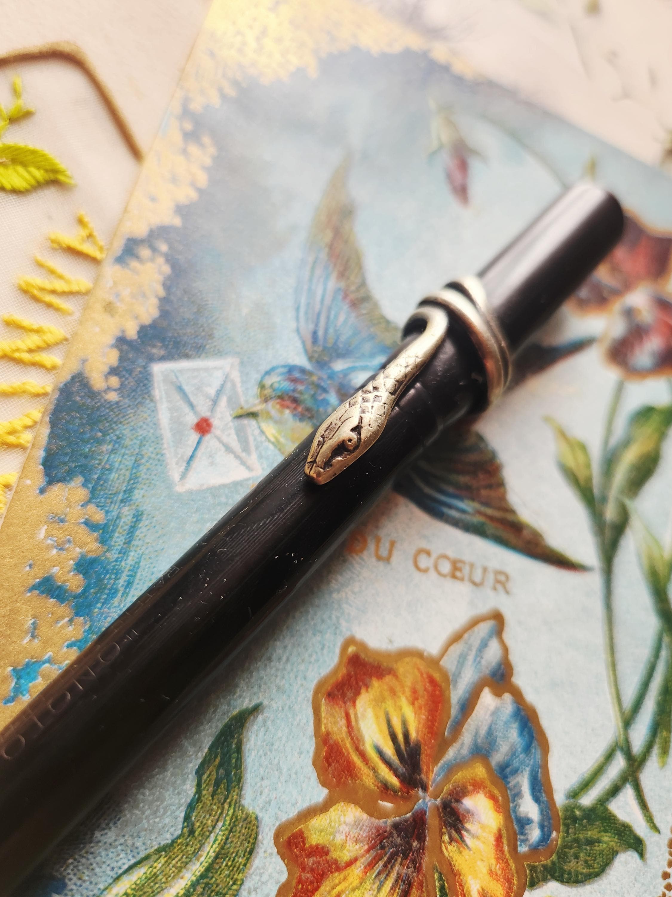 Antique Customised Onoto Pump Fountain Pen Black Ebonite Shaft Nib