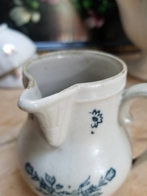 Antique French Saint Uze Ironstone Jug With Handle Detail