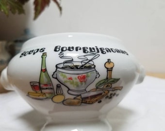 ヴィンテージ フランス製 ピリヴィユ磁器 ライオンヘッド スープボウル