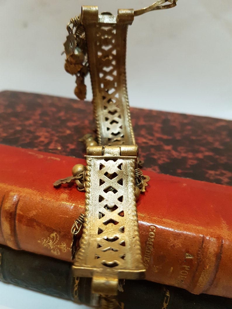 Antique Brass Baby Ghungroo Bracelet Very Small Bracelet with Intricate Design Antique Asian Baby Brass Bell Bracelet