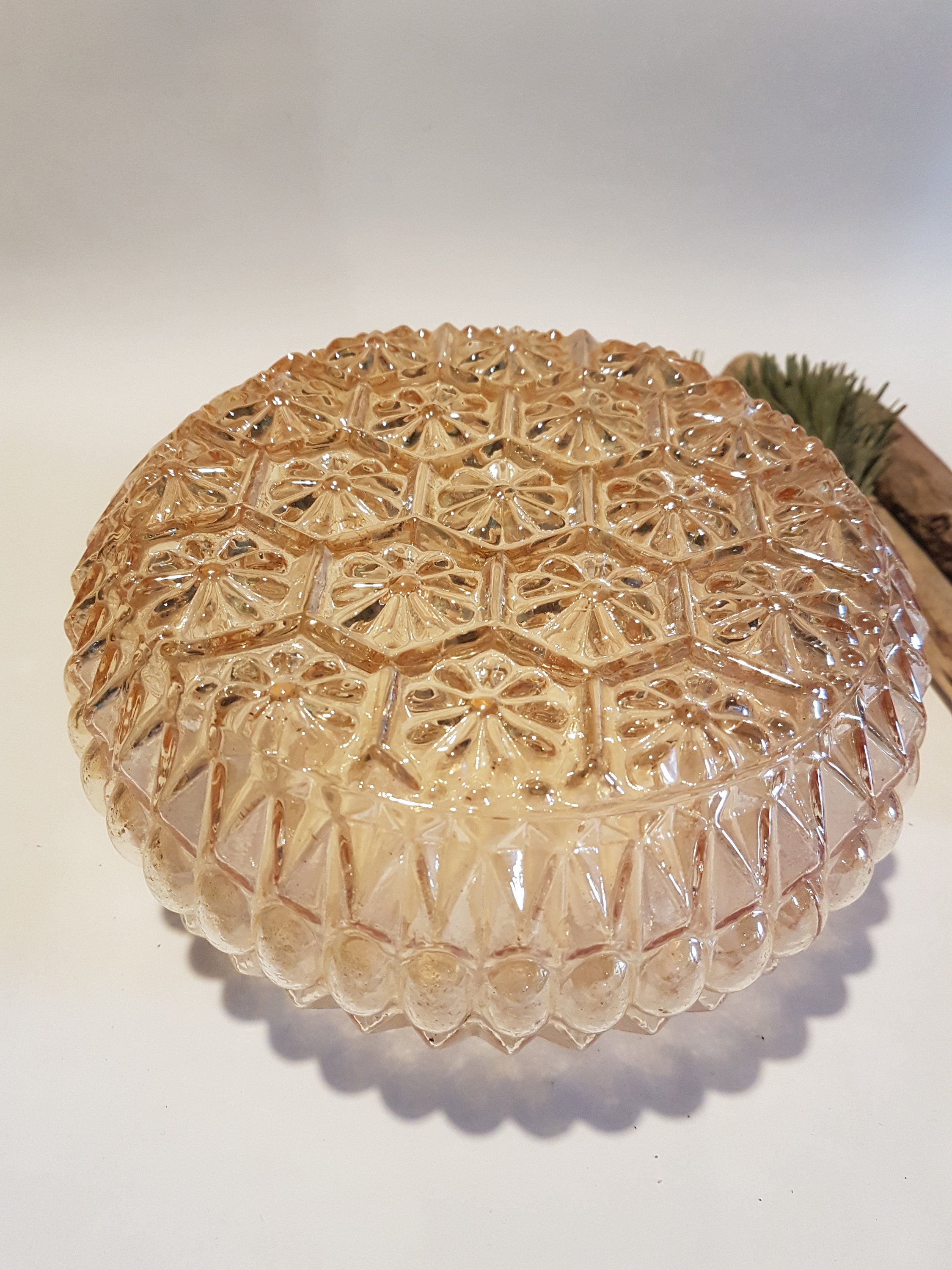 Années 1960 Français Mur de Verre Perlé ou Plafond Light Shade Bol Diy Project. Mi-Siècle Moderne