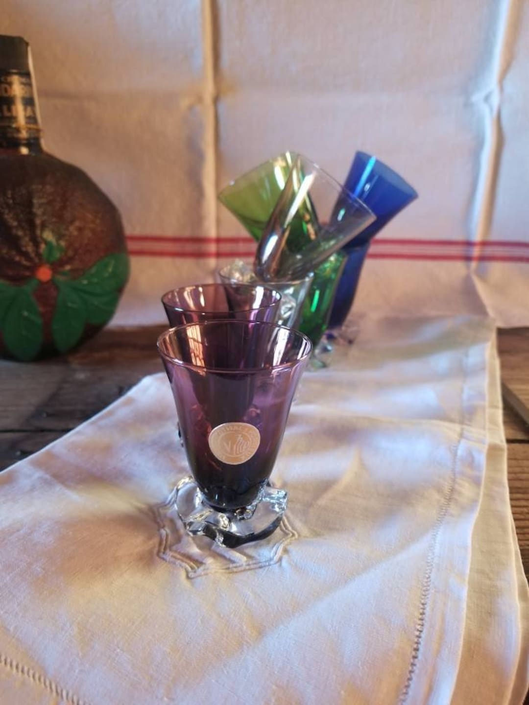 Cristallerie de Vallérysthal ヴァレリスタル Vintage French Liqueur Glasses: Vallerysthal Portieux Ruffle