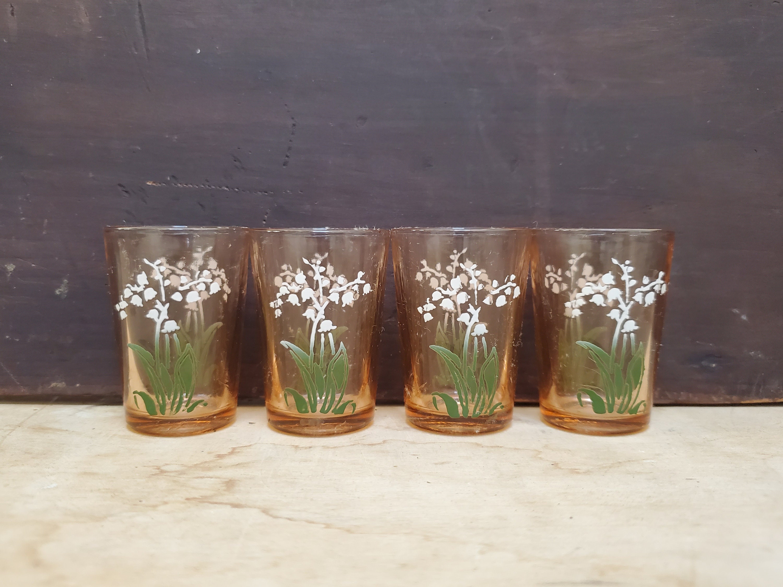 Vintage Botanist Drinking Glass Set, Luxurious Floral Embossed Decorative  Green Glassware, Set of 4, 4-inch, 12 oz