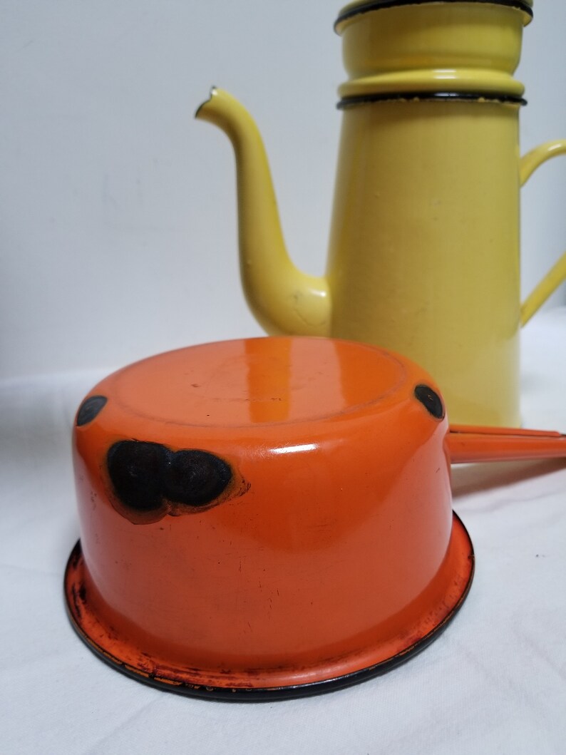 1940s French Enamel Yellow Coffee Maker. French Vintage Etsy