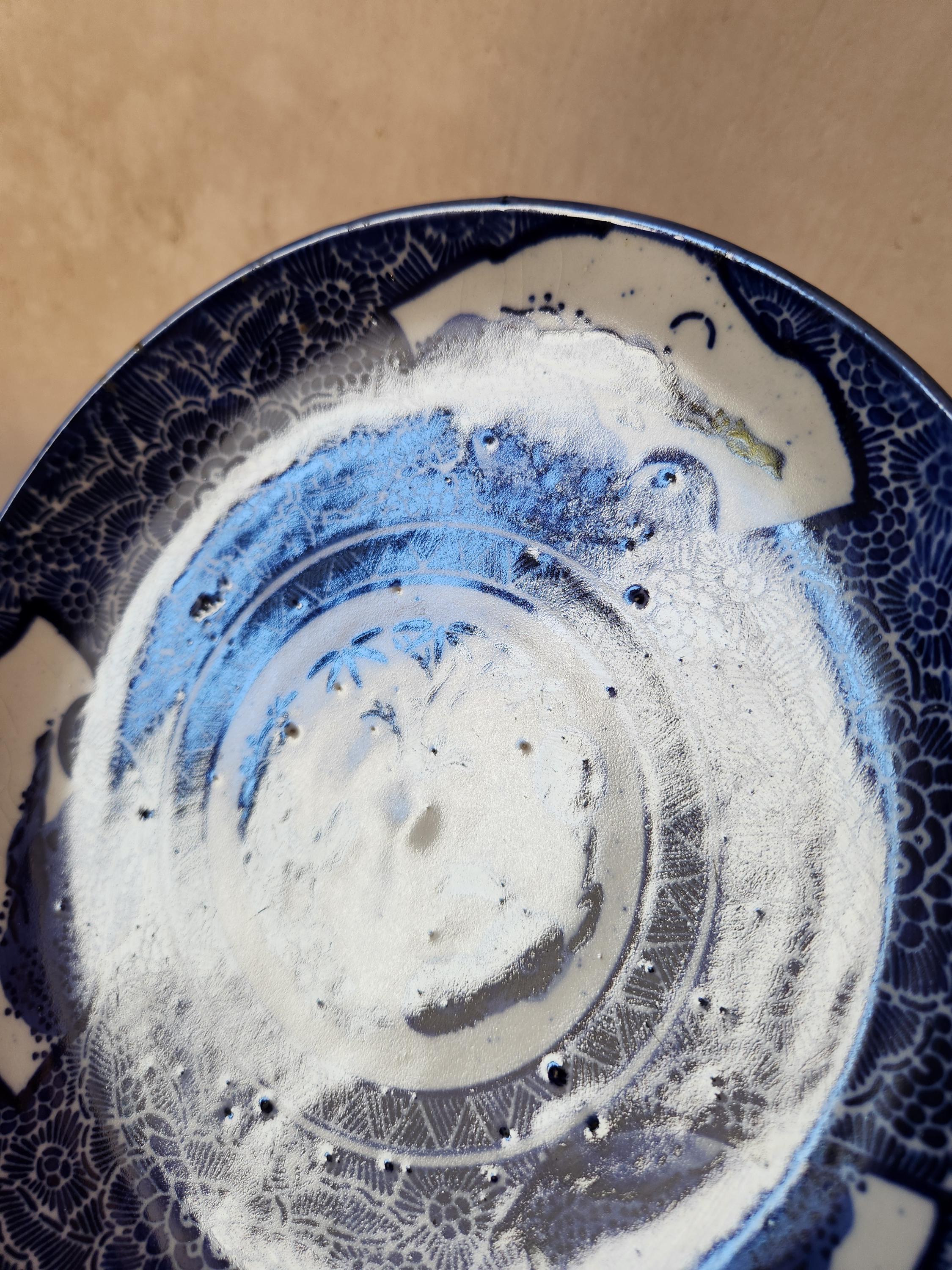 Antique Japanese Imari Porcelain Plates Hand Painted Cobalt Blue