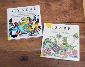 2 livres vintage français pour enfants Bizarre Animaux & Bizarre Plantes étranges.