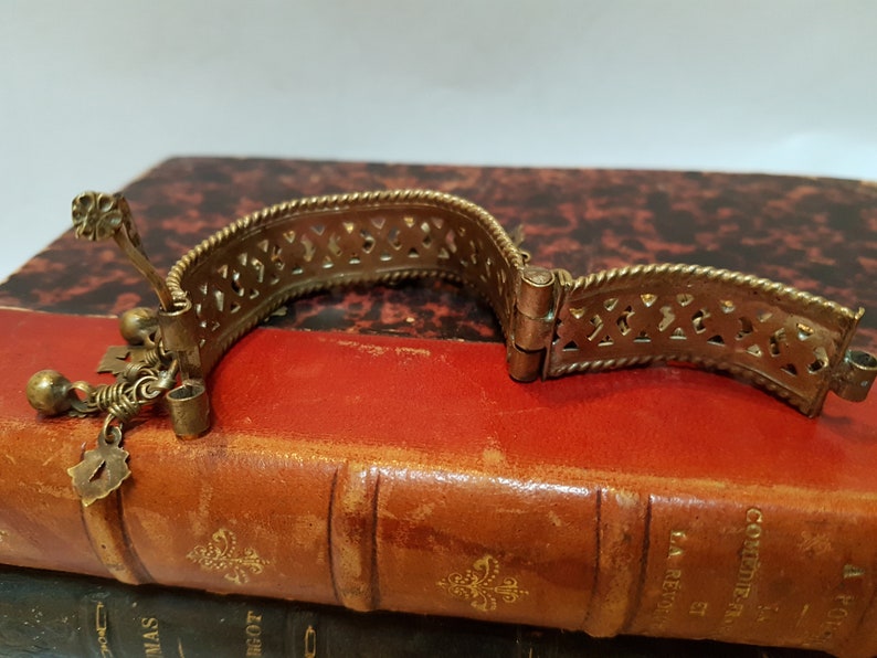 Antique Brass Baby Ghungroo Bracelet Very Small Bracelet with Intricate Design Antique Asian Baby Brass Bell Bracelet