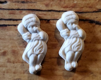 Vintage French Feve Babies: White Bisque Cake Beans, Good Luck Charm