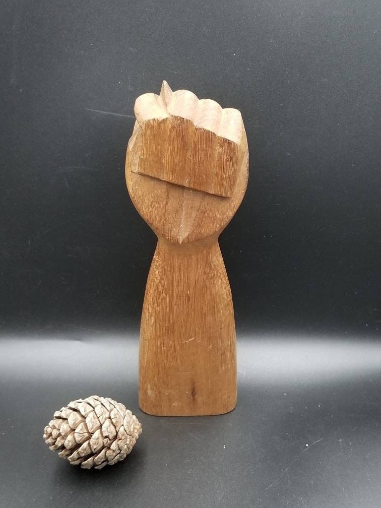 Mano Figa Vintage Figurine en Bois Sculptée à La Main. Grand Signe de Main Mano Sculpté. Contes Folk