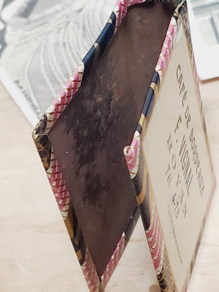 Vintage French Covered Metal 1920s Match Box Case. Etui