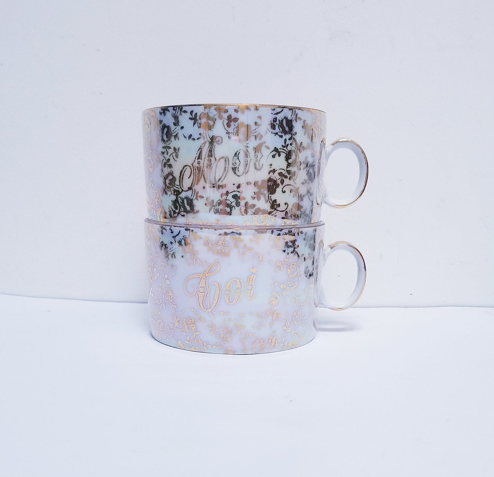 Français Coupes Toi et Moi. Coupes de Mariage. Cadeau Toi Moi, Tasses à Café. Porcelaine avec Golf F