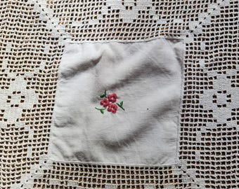 Vintage French Flower Panel Square Embroidered Lace Tablecloth 130x130cm