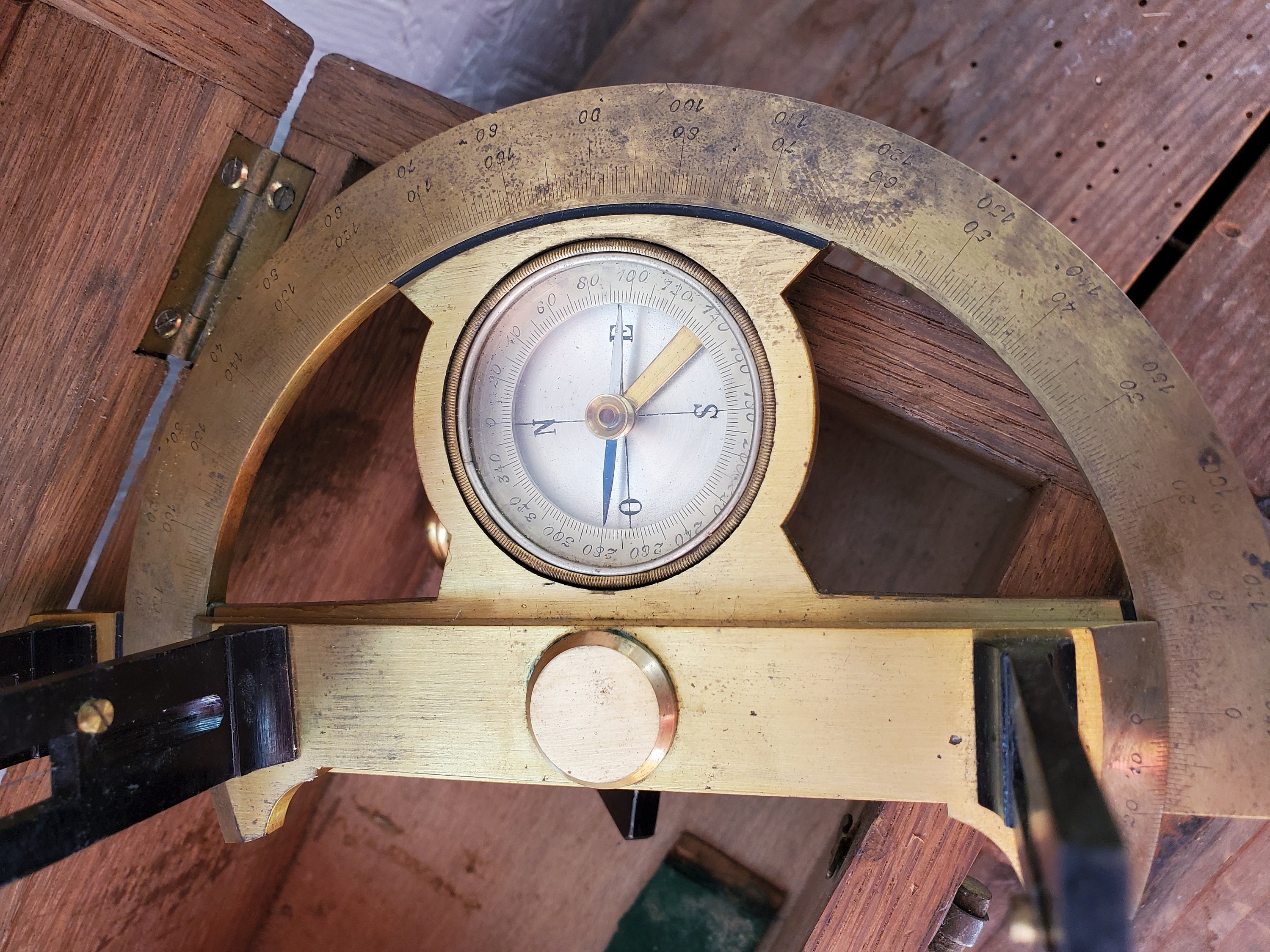 Antique 19th Century Graphometer Brass Surveyors Instrument in Original ...