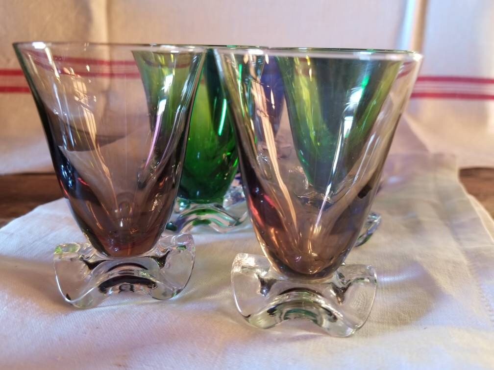 Vintage French Liqueur Glasses: Vallerysthal Portieux Ruffle