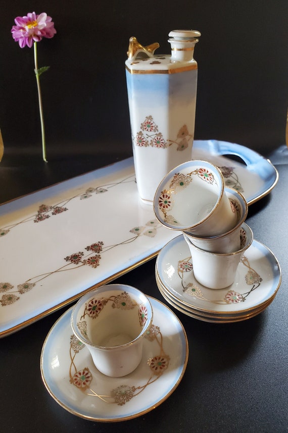 Vintage Murani Art Deco Japanese Sake Set: Whistling Bird Decanter