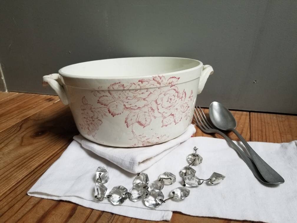 Antique Français Années 1800 Bertrand Bordeaux Ironstone Faïence Côté Droit Service Bol ou Soupe Tur