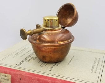 Vintage French Rustic Copper Petrol Lamp Part of A Nautical Lantern Mark 'V'