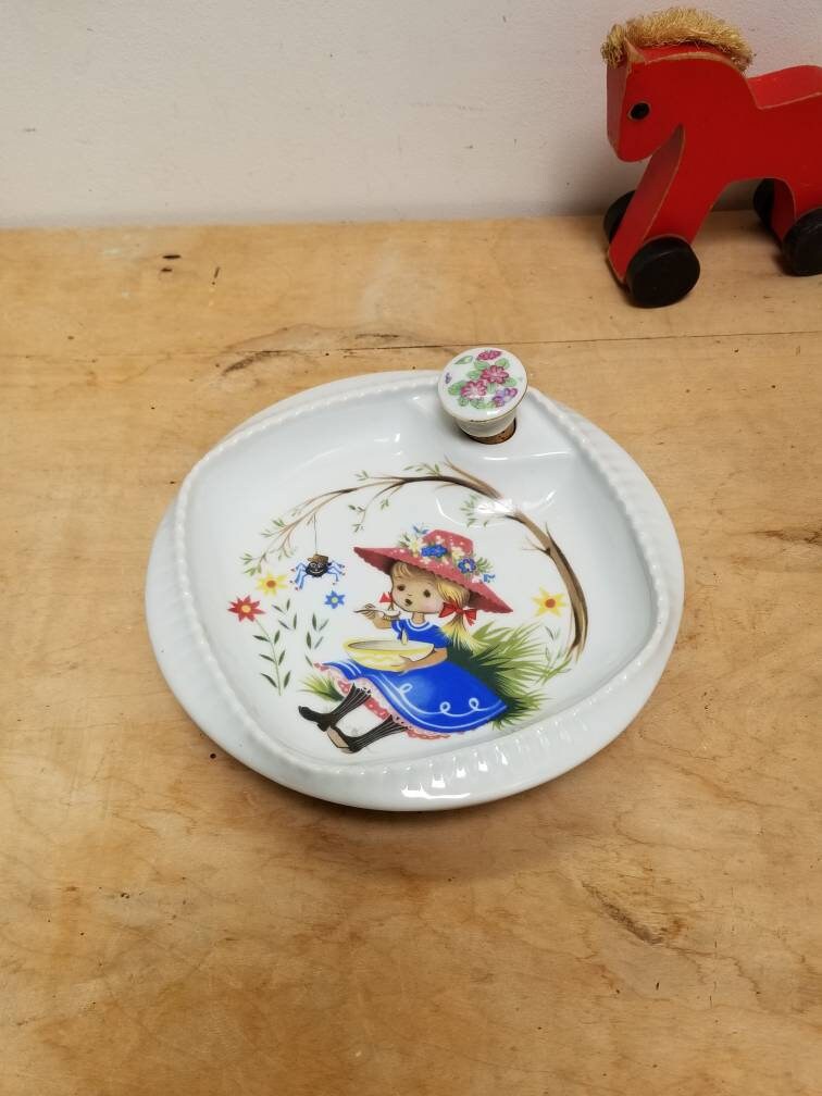 Vintage Français Silver Baby Porcelaine de France, Paris. Bol de Chauffage Porcelaine d'enfant. Peti