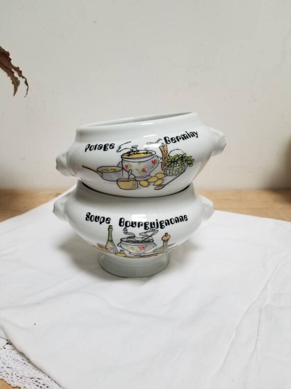 ヴィンテージ フランス製 ピリヴィユ磁器 ライオンヘッド スープボウル