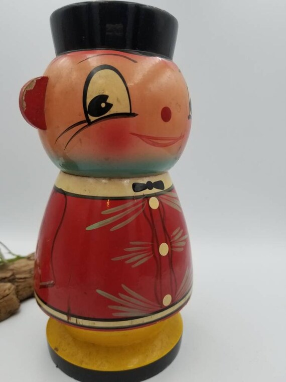 1920年代のアールデコ調木製ベルボーイ貯金箱（ヴィンテージ）：子供