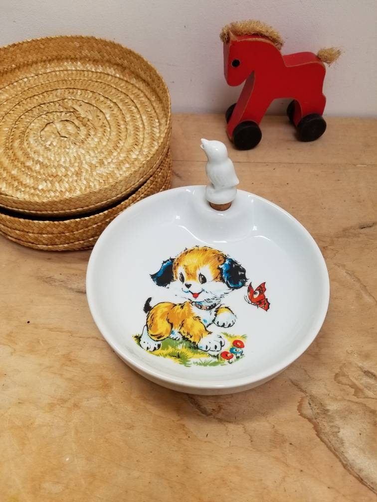 Vintage Français Assiette Chauffante en Porcelaine Hirondelle. L'assiette de L'enfant Des Années 198