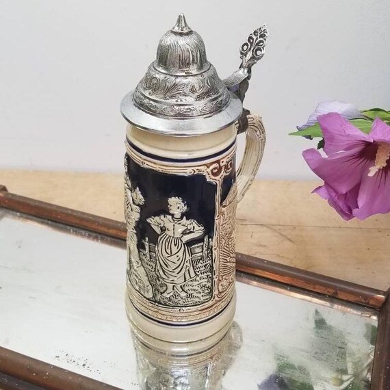 Vintage Marzi and Remy German Beer Stein: Folk Dancing Design With