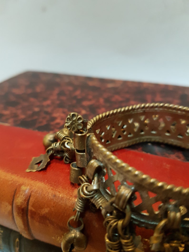 Antique Brass Baby Ghungroo Bracelet Very Small Bracelet with Intricate Design Antique Asian Baby Brass Bell Bracelet