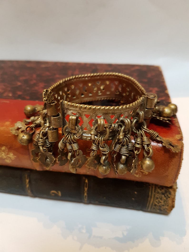 Antique Brass Baby Ghungroo Bracelet Very Small Bracelet with Intricate Design Antique Asian Baby Brass Bell Bracelet