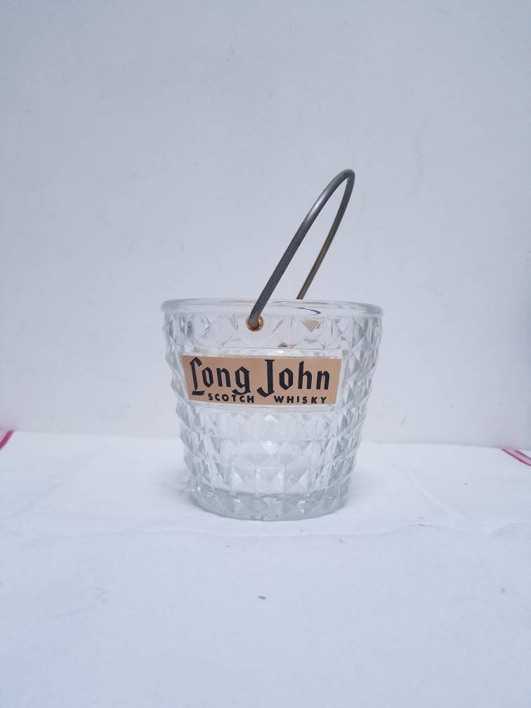 Vintage Long John Whisky Diamond Pattern Verre Seau à Glace avec Poignée, Maker Bvb. Lanterne de Jar
