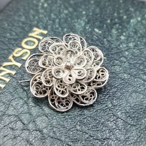 Broche Filigrane Argenté Style Fleur/bouclier Années 1930 France - Occasion