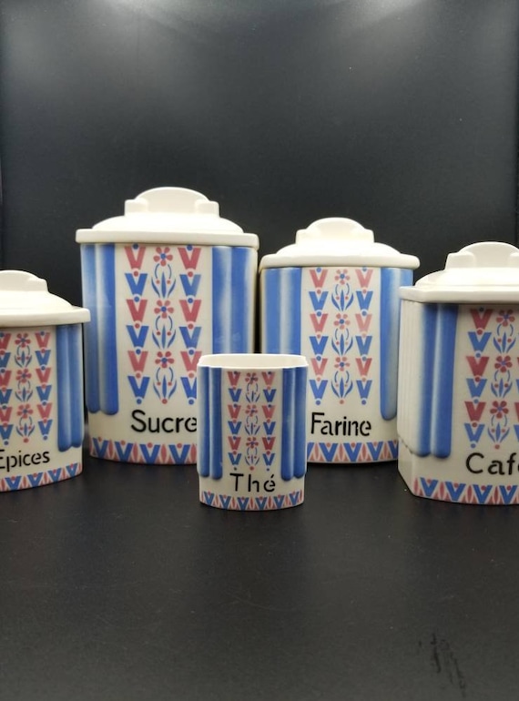 フランスアンティーク 陶器キャニスター 4個セット Ditmar Urbach