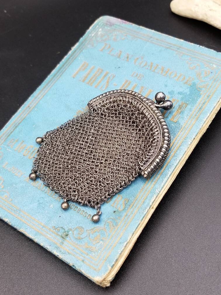 1800年後期 シャモア 裏地 アンティーク ビーズ パース 【公式通販】